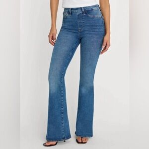 Good American Power Stretch Pull-On Flare Jeans Indigo490 size XL